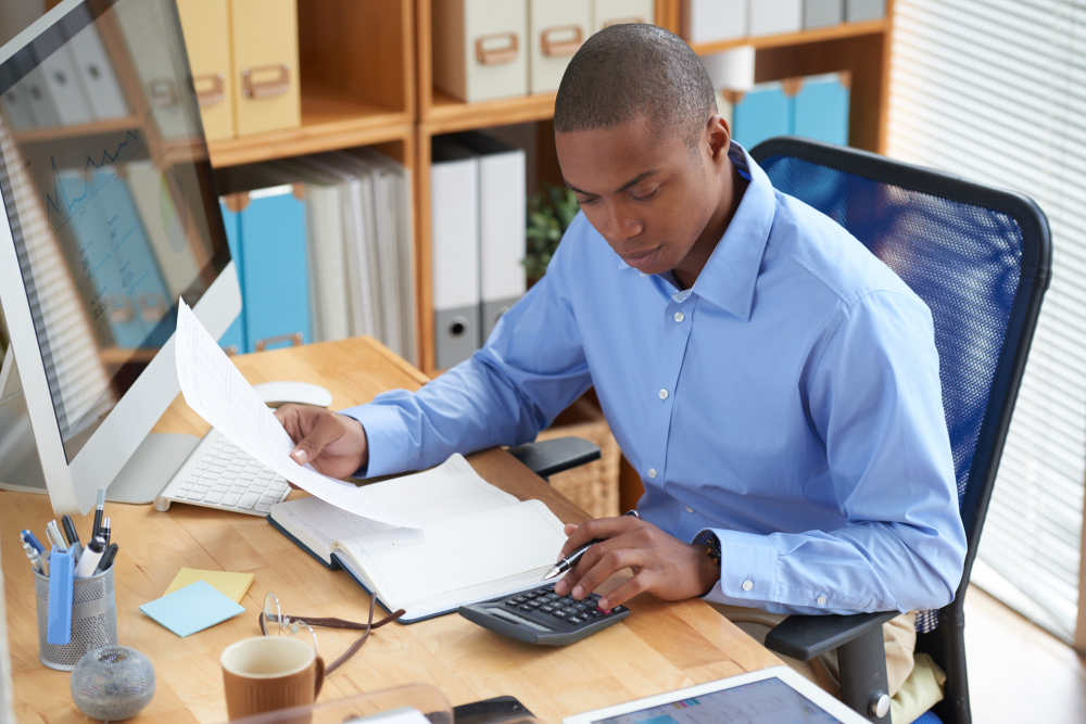 Accountant working with data and charts